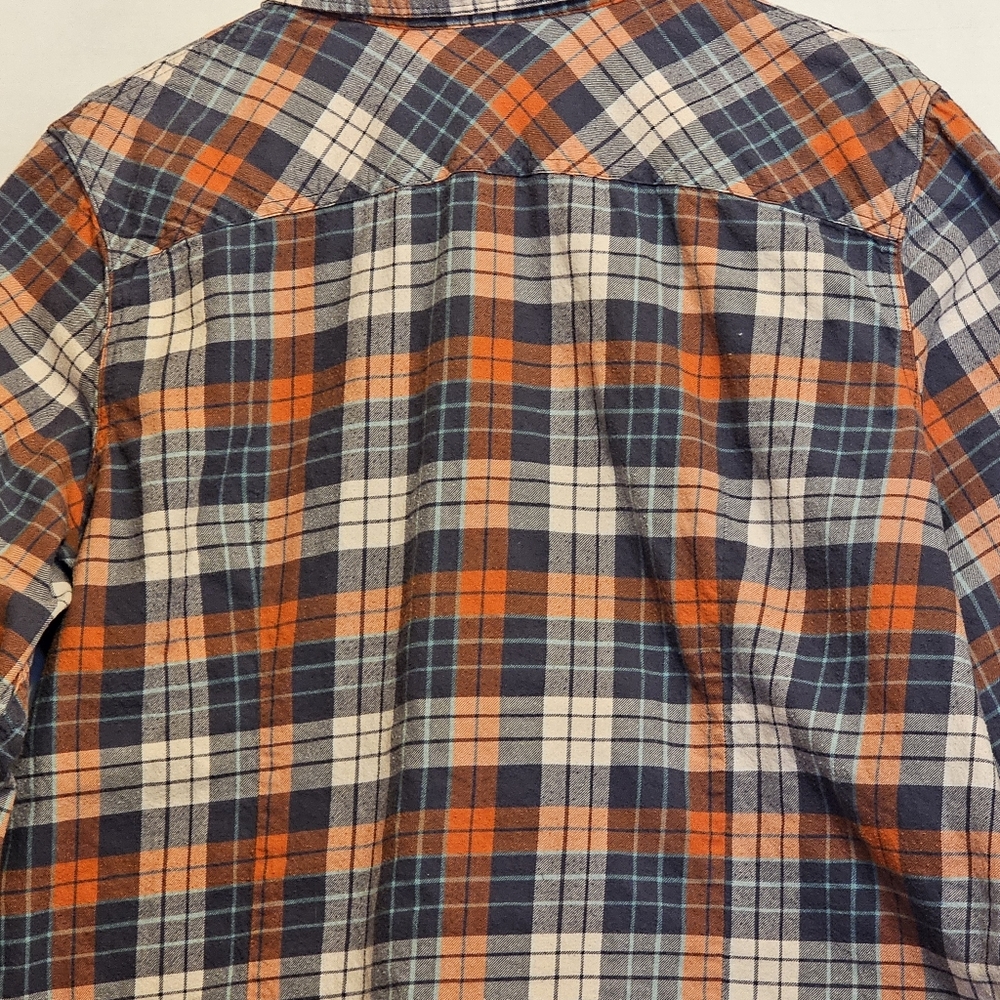 L.L. Bean Blue and Orange Plaid Button Down Shirt - Picture 3 of 10